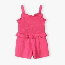 Bay 8J: Textured Poly Viscose Playsuit With Smocking (3-8 Years)